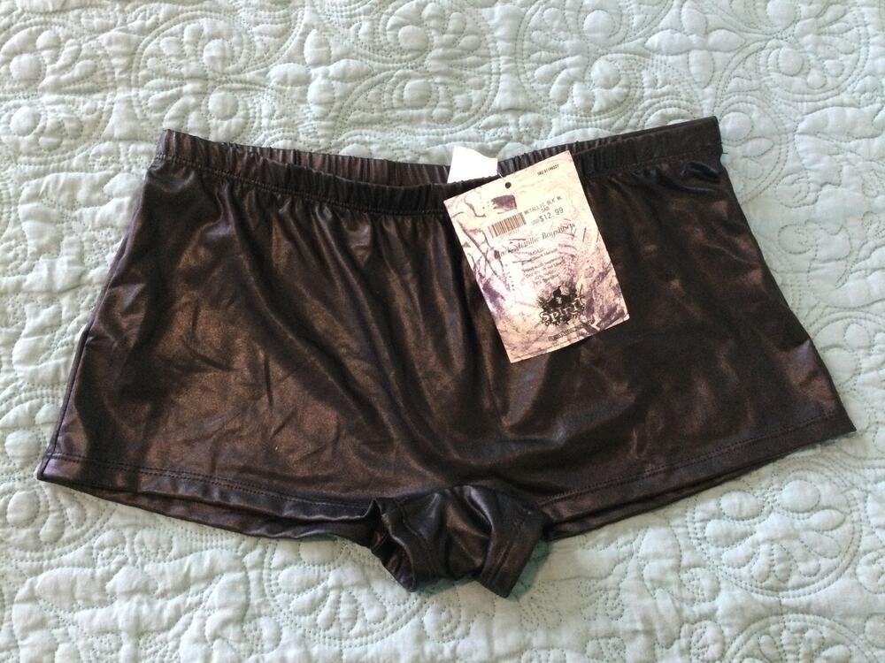 Spirit Halloween Black Metallic Boyshorts Medium/Large NWT